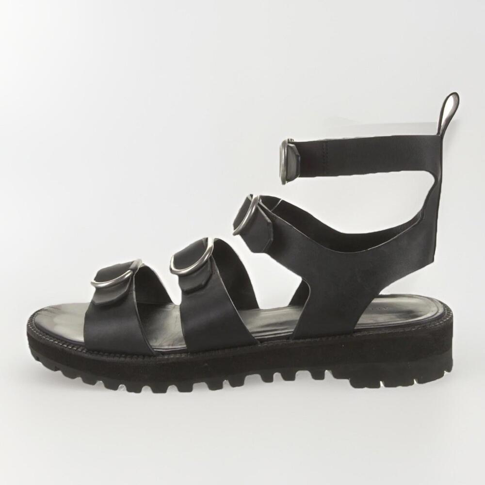 All Saints Gladiator Sandals Black Flats Chunky Platform Sz 38 Or 8 Womens
